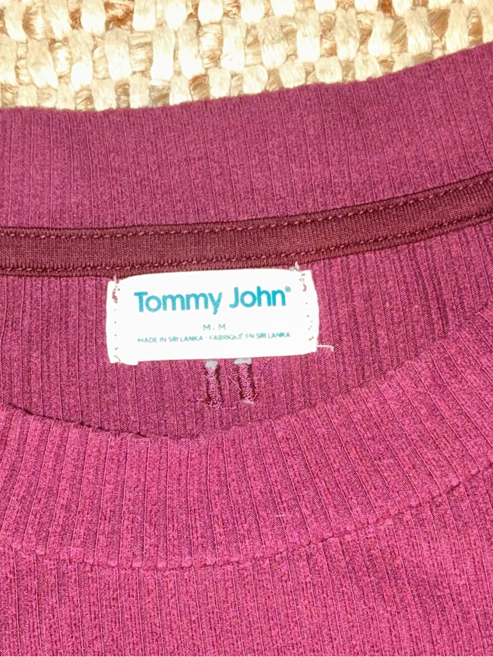 EUC Tommy John Burgundy Ribbed Lounge Set Small Medium Pajama Matching Set - Picture 2 of 14